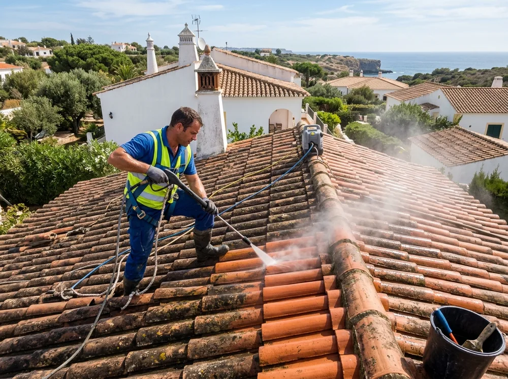 Lavagem a alta pressão e impermeabilização de telhado em Portugal